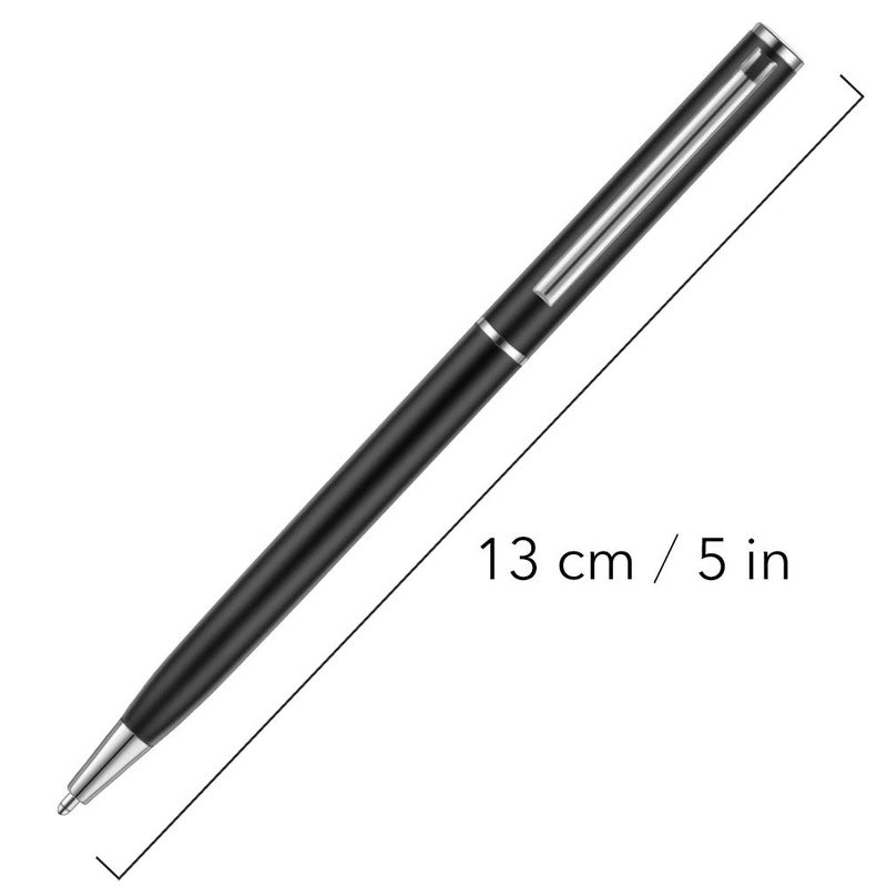 Unibene 6 Pack Slim Metallic Retractable Ballpoint Pens - Matte Black & Chrome Metallic Retractable, 1.0mm Medium Point Black Ink with 6 Stainless Steel Refills for Business Office, Gift - Image 2